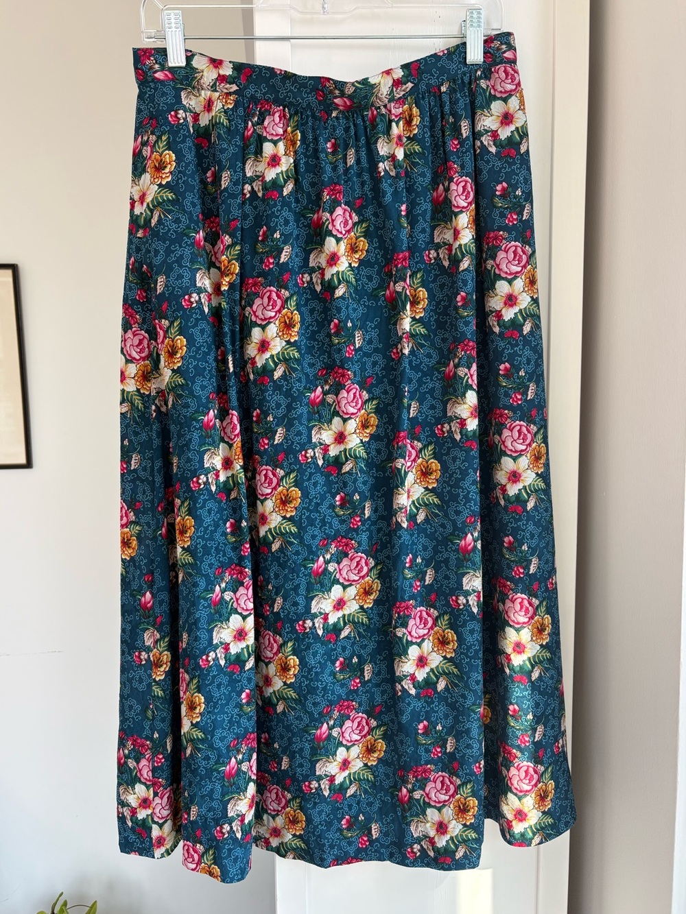 Alcott & Andrews 100% Silk Floral Midi Skirt Vintage Cottagecore Whimsigoth - Picture 2 of 9